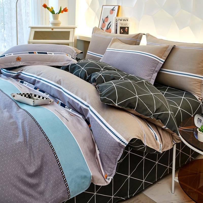 Printed Pure Cotton Student Dormitory Three-piece Four-piece Single Quilt Cover Sheet Pillowcase Duvet Cover