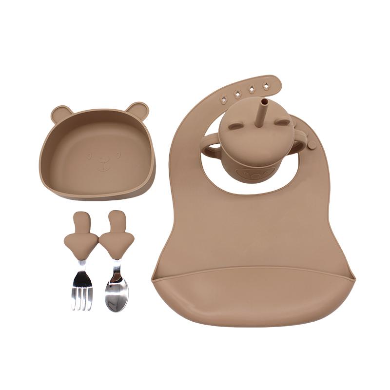 Infant complementary tableware meal bib infant eating independent practice training bowl featuring suction cup compartment board collection Chil