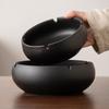 Large Zen Black Windproof Ashtray for Home or Office Decor