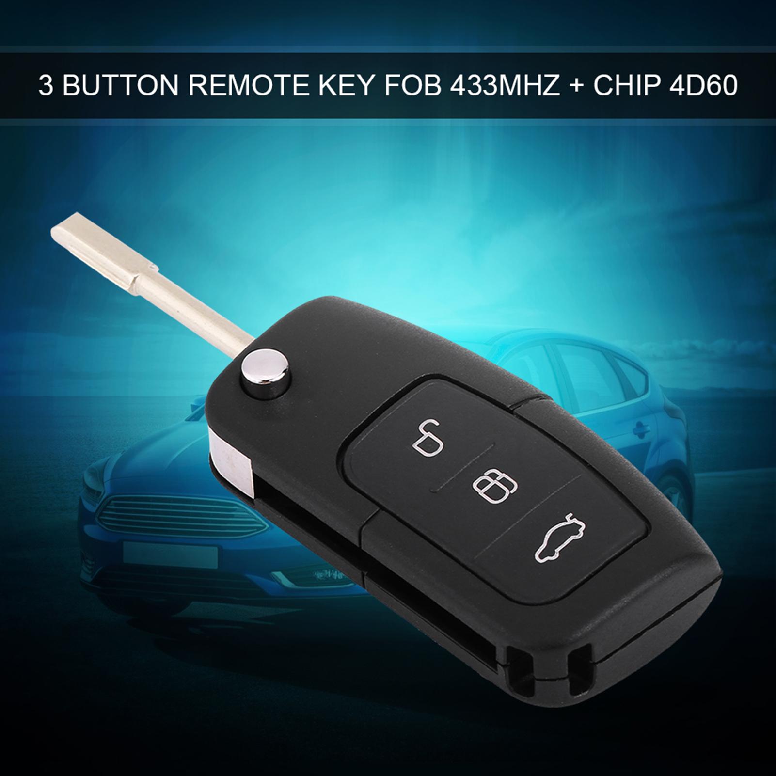 3-кнопочный дистанционный брелок 433 МГц с чипом 4D60 для Ford Focus blue