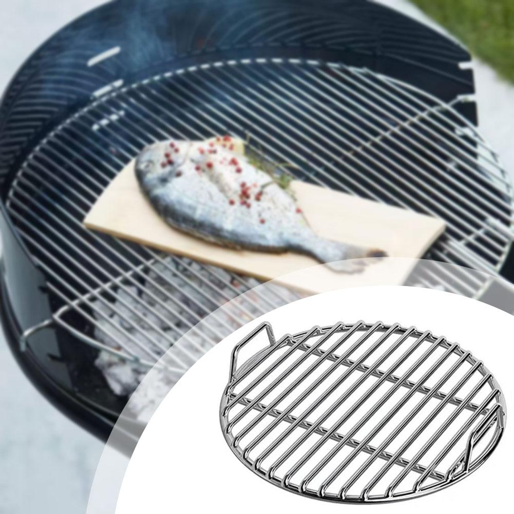 40cm Round Grilling Grates Replacement Stainless Steel With Handle BBQ Grills Mesh Straight-Bar Design Outdoor Camping Party