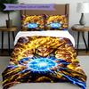 3-teiliges Bettbezug-Set (1 * Bettbezug + 2 * Kissenbezug, ohne Kern), Dragon Ball Print Bettwäsche-Set, Schlafzimmer-Dekoration, Ganzjahres, Geburtstagsgeschenk