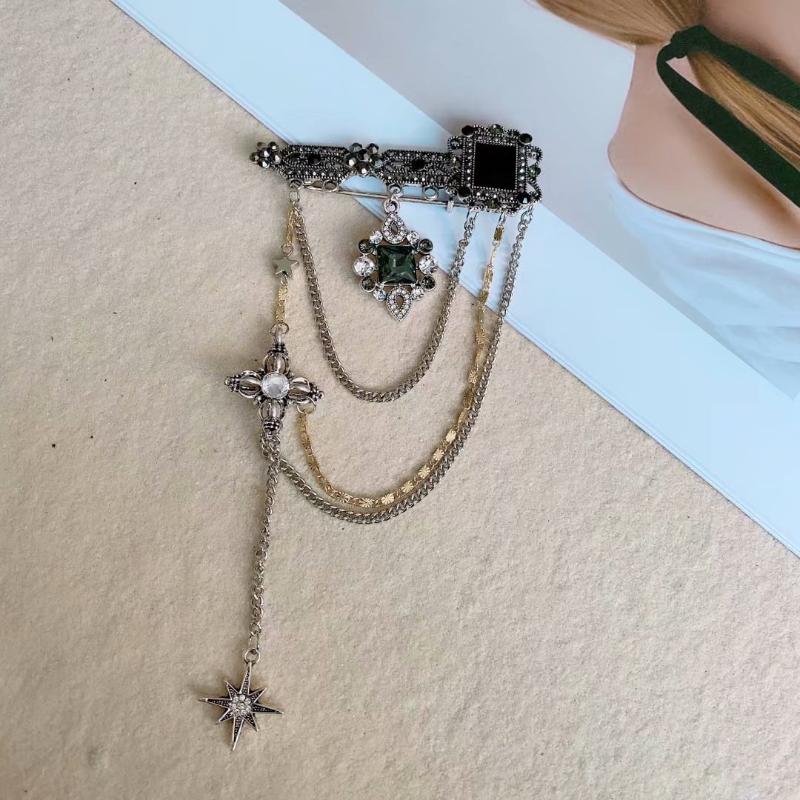 1 Stück Personalisierte Unisex Anzugnadel Accessoires Schmuck Schwarzer Edelstein Funkelnd Stern Quaste Kette Brosche