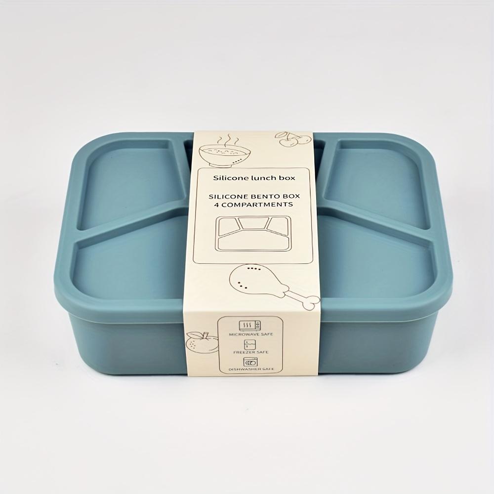 Premium einfache Silikon-Lunchbox, vier Fächer, verdickt und auslaufsicher, Studenten- und Erwachsenen-Lunchbox, Schulanfang