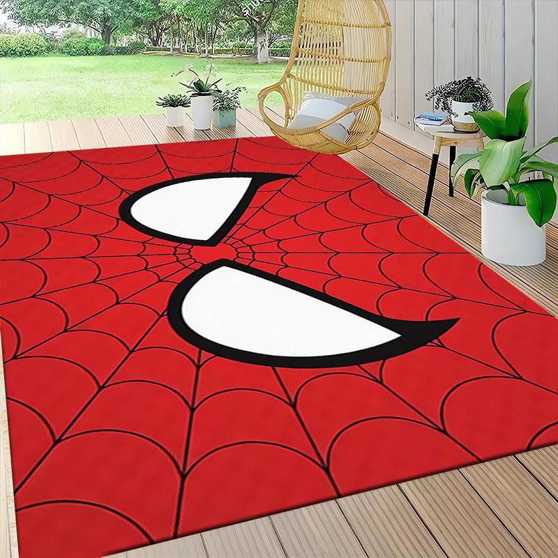 1pc Spider-Man Cartoon Carpet, 100% Polyester, Non-slip, Machine Washable, Waterproof, Outdoor Yard and Garden Decor, Home and Bedroom Decorative
