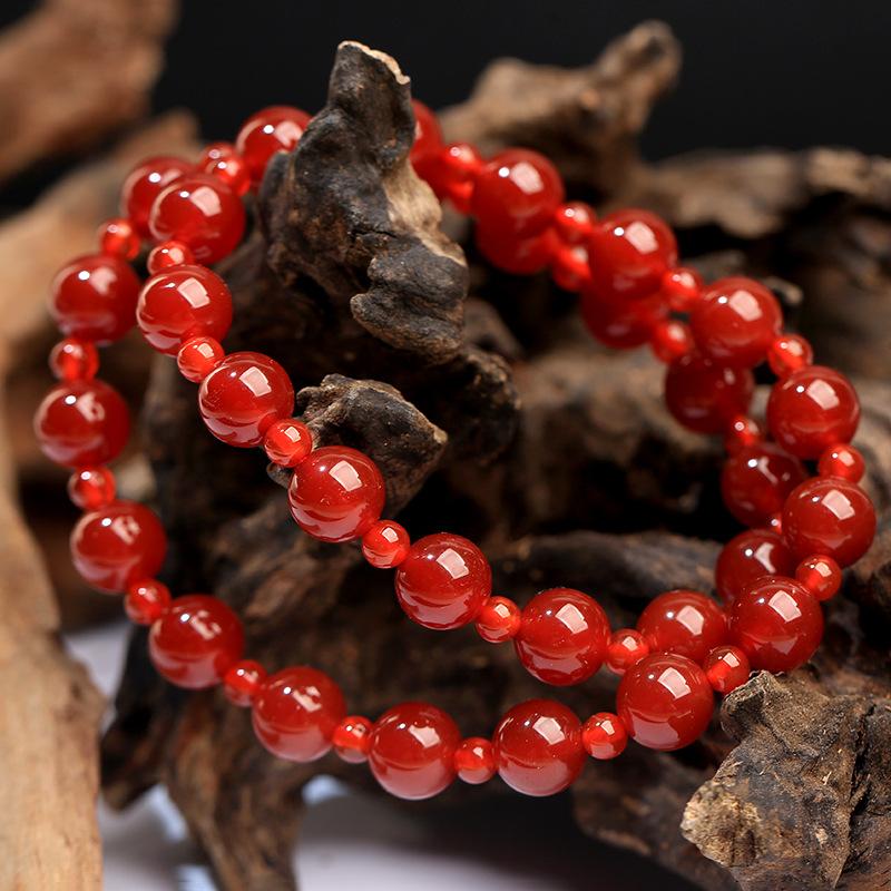 Hongchu Crystal Natural Red Agate Multi-loop Bracelet Ruth's Same Style Red Agate Multi-loop Bracelet
