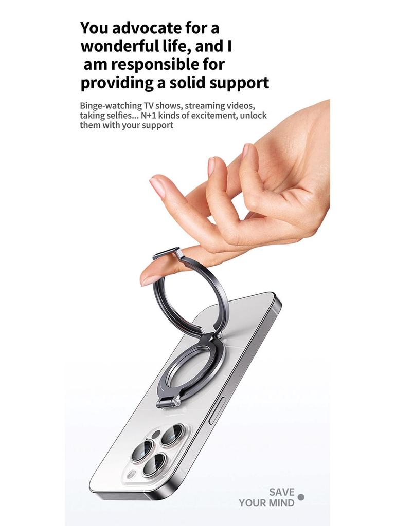 Magnetic Zinc Alloy Phone Ring Holder & Stand