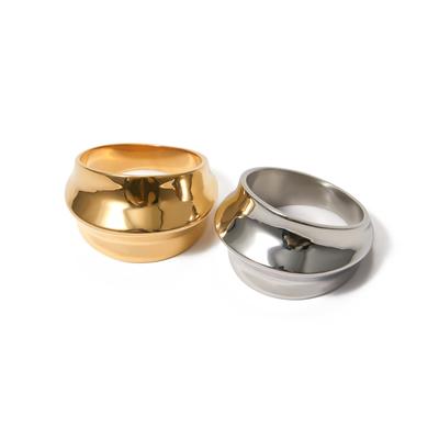 Youthway Anlaufgeschützter Edelstahl Geometrischer Cooler Konkav-Konvexer Ring Damen Personalisierter Modeschmuck Geschenk