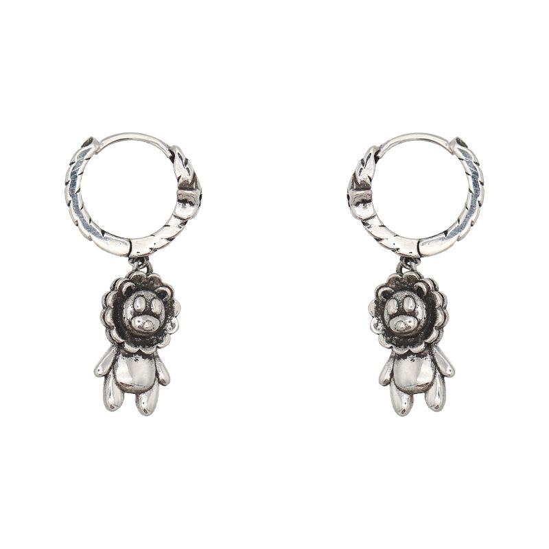 Tide Retro Animal Couple Stud Earrings Female Simple Hip Hop Original Style Creative Little Lion Ear Buckle
