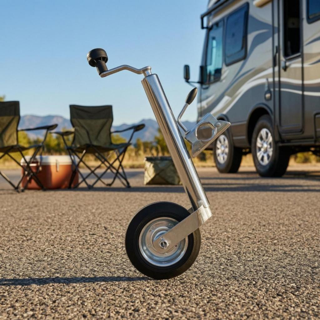 Trailer Wheel Adjustable Support with Clamp Manual for Caravaners