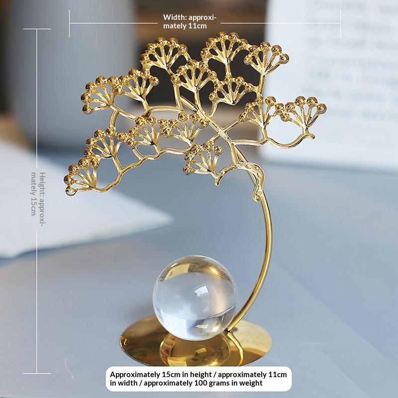Fine Craftsmanship Leaf Ball Ornaments Non-slip Rust-proof Crystal Ball Table Decoration Vivid Details Artwork