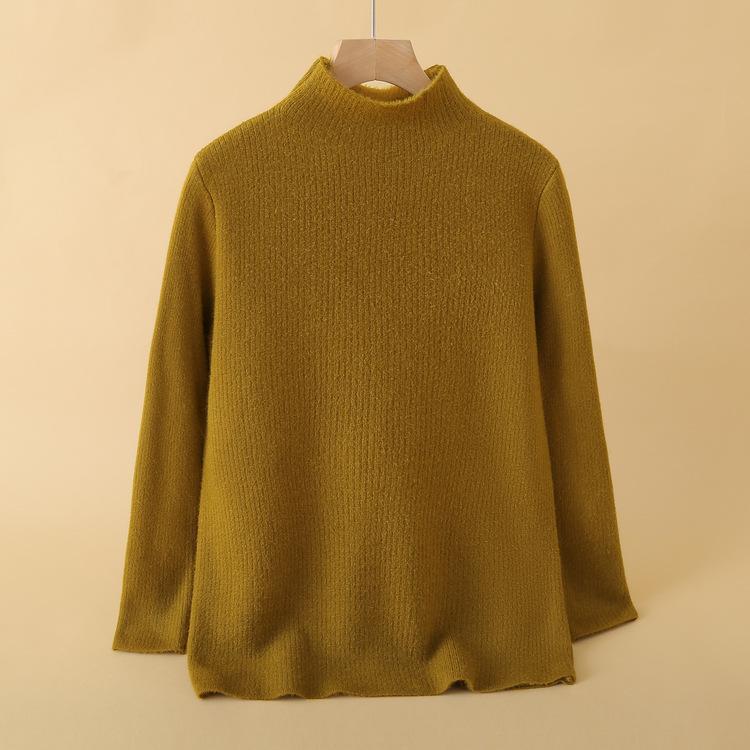 

Вязаная базовая рубашка с полувысоким воротником Новое осенне-зимнее нижнее белье Осенняя одежда Модный пуловер со средним воротником Свитер с длинным рукавом 3XL