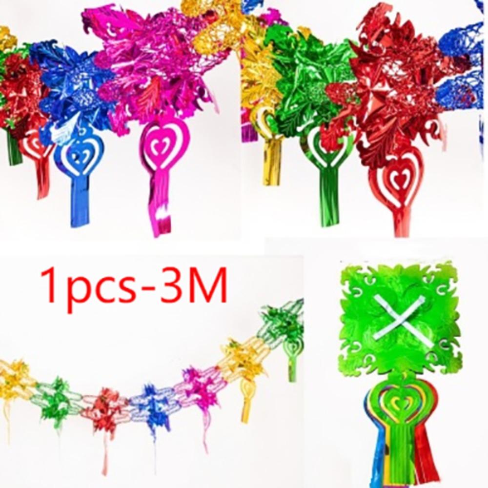 1/4pcs Xmas Gift Christmas Metalic Foil Garland Multi Colour Wedding Accessories Ceiling Wreath Creative Party Supplies
