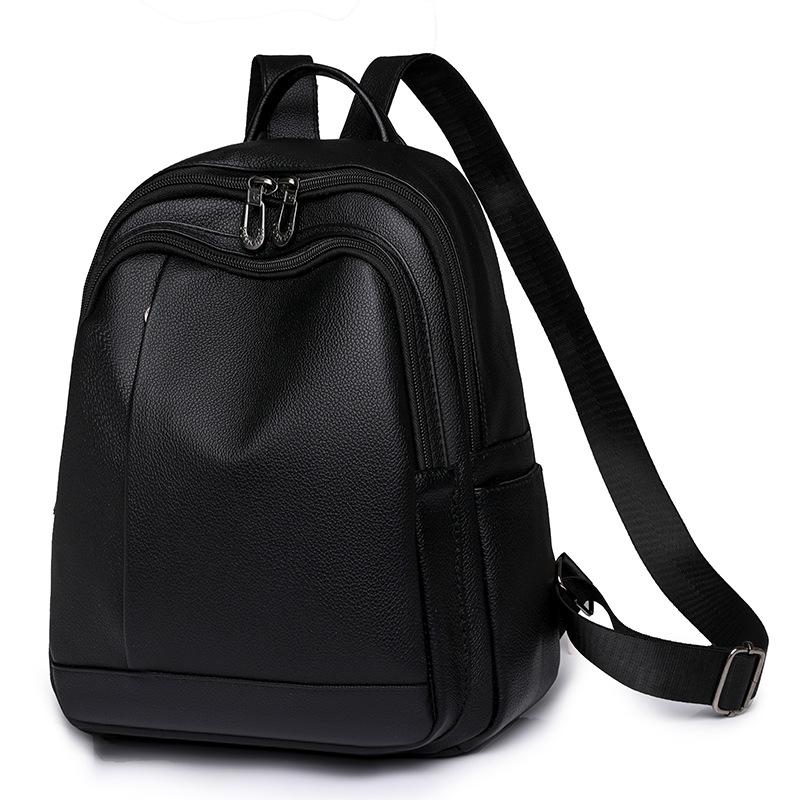 Schoolbag Backpack Women's 1011 New Street Trend Pu Soft Leather Women's Bag Leisure Travel Bag Breathable