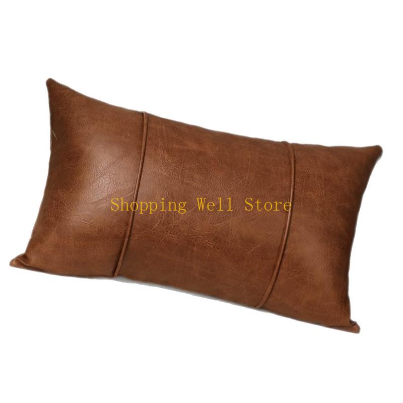 KX4B Ergonomic Design Cushions Cover Faux Leather Sofa Chair Lumbar Support Case