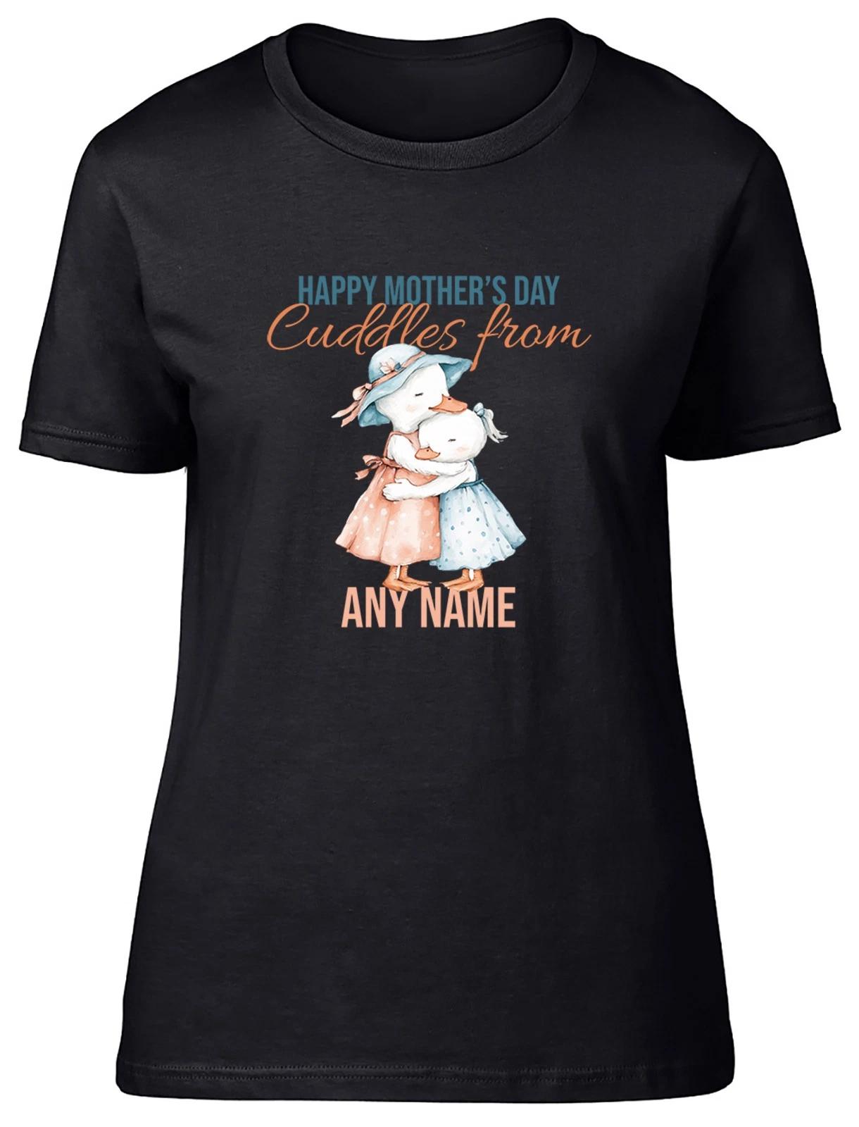 Personalised Happy Mother s Day Daughter Cuddles Womens T-Shirt Ladies Gift Tee XL