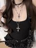 2/1Pcs Spicy Girls Gothic Lolita Cross Pendant Necklace Punk Women Sweet Cool Double Layer Beaded Chain Jewelry Accessories