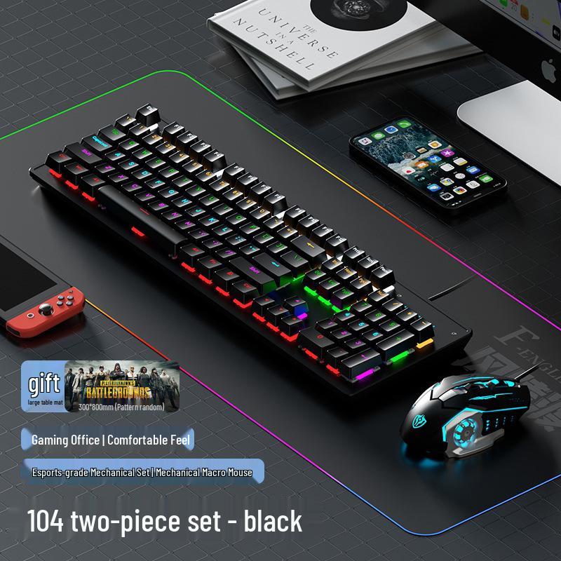 Fenglingdu 87-Key Wired Mechanical Keyboard with Blue, Red, Brown Switches - Gradient, Side-Engraved, Ideal for Gaming and Office Use.