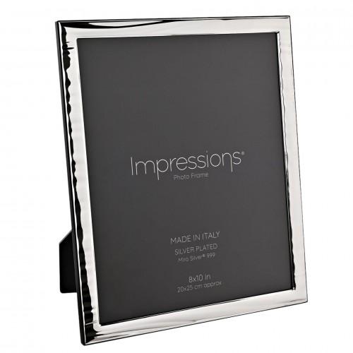 Impressions 999 Silver Narrow Wave Photo Frame 8 X 10 Wood Back Made In Italy