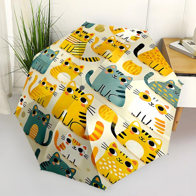 

Cats, IllustrationThemed Automatic Opening and Closing Umbrella 8 Ribs, Suitable for Leisure and Going Out, Outdoor Accessory, Gothic Styl