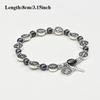 1pcs Long Pearl Necklace Gothic Street Hip Style Charm Bracelet with Black & Alloy Diy Accessory Unique Beaded Handmade Studded Hoops