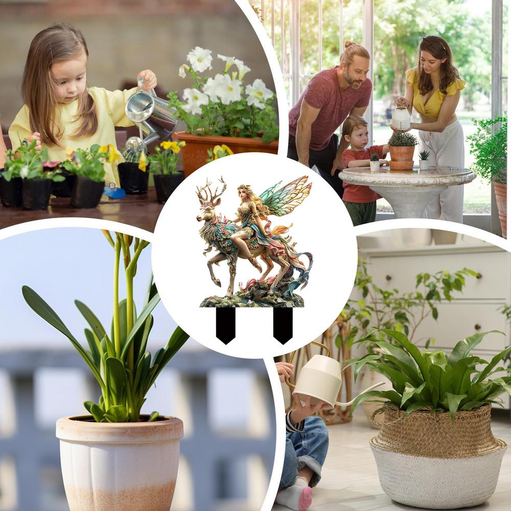 Elf Flower Pot Insert Plaque,Bohemian Fairy Flower Pot Decoration,Garden Fairy Statue, Fairy Garden Flower Pot Accessories