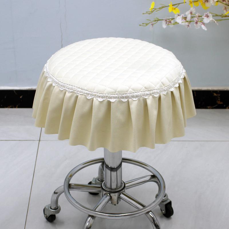 Eenvoudige en Zachte Schoonheidsstoelhoes met Verstelbare Ronde Stoelhoezen Draaibare Stoelhoes Universeel Rond Zitkussen D28-30cm stool use