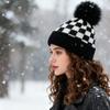 1pc Lattice Winter Warm Beanie Hats for Women Fleece Lined Beanie Knit Chunky Women Snow Cap for Daily Commuting and Casual Wear