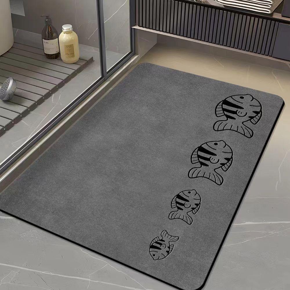 Diatom Mud Bathroom Mat Line Art Cartoon Animal Pattern Quick Dry Absorbent Rug Non Slip Toilet Door Mat Hippo Giraffe Crocodile