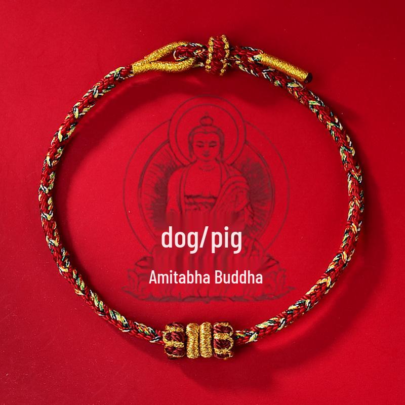 2025 Year of the Snake Zodiac Bracelet: Red String with Pig, Tiger, Monkey, Dragon, Benming Buddha & Tai Sui Charms