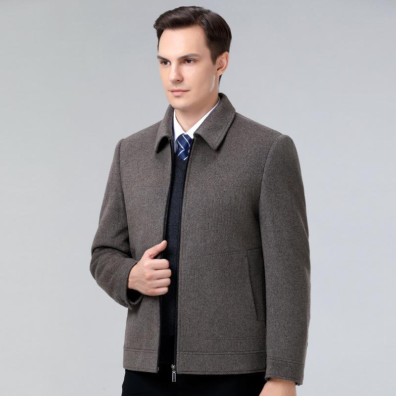 Men's Double-Sided Cashmere Jacket: Autumn/Winter Business Casual Wool Coat for Middle-Aged Dads