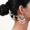 Bohemian Ethnic Rhinestone Flower Bell Earring & Hair Chain Set