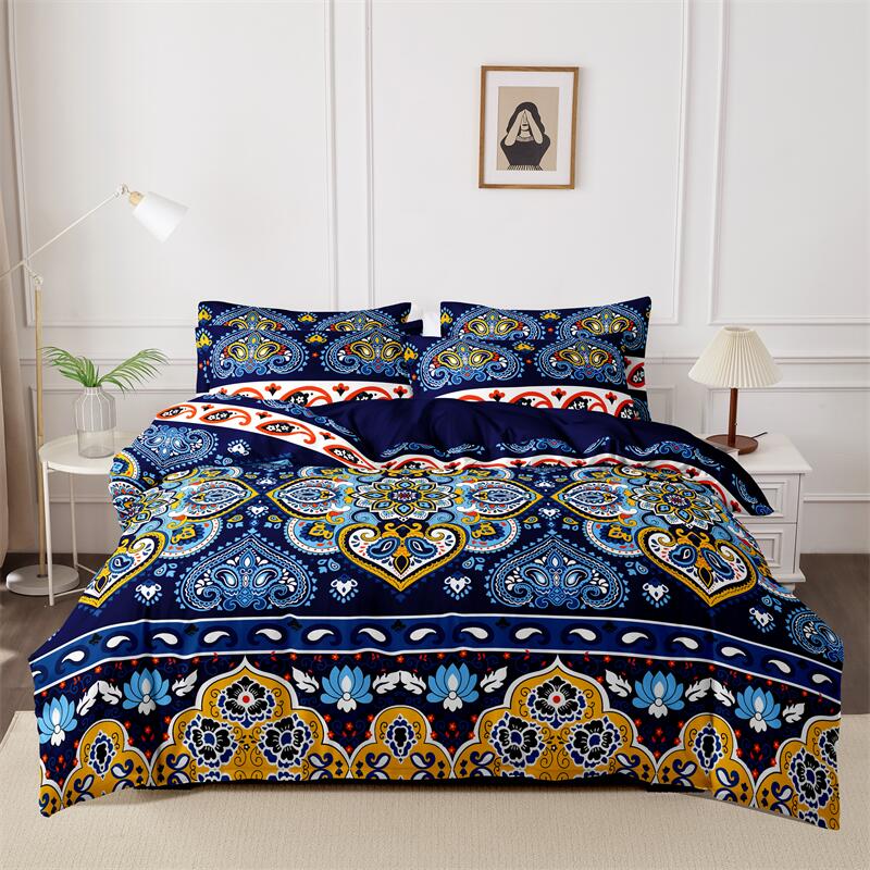 

Kuup 3pcs printed matte Duvet Cover Colored Bedding Set QUEEN Size Quilt Cover High Quality Skin Friendly Fabric Bedding Cover 135x200cm