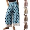 Damen Polka Dot Freizeit Weite Hosen Elastischer Bund Kordelzug Saum Spitzenbesatz Palazzo Hosen