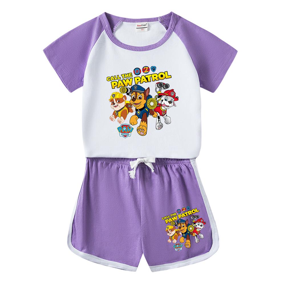 Paw Patrol Kids' Cotton T-Shirt & Shorts Set - Summer Style Boys' Casual Outfit