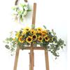 WYSRJ Artificial Sunflower Swag with Eucalyptus, 29.5 Inch Decorative Swag Floral with Sunflowers Wedding Arch Decor Fake Floral Wreath for Door