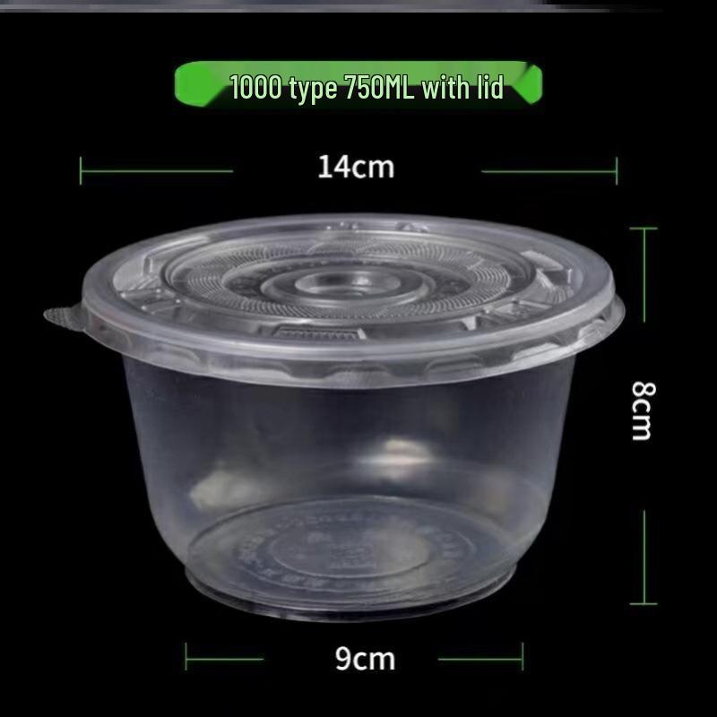 Transparent Thickened Disposable Plastic Bowl - Round, No Lid, Heat-Resistant for Home and Commercial Use