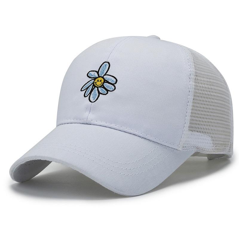 Flowers Letter M Embroidery Baseball Cap Breathable Outdoor Sun Hat Protection