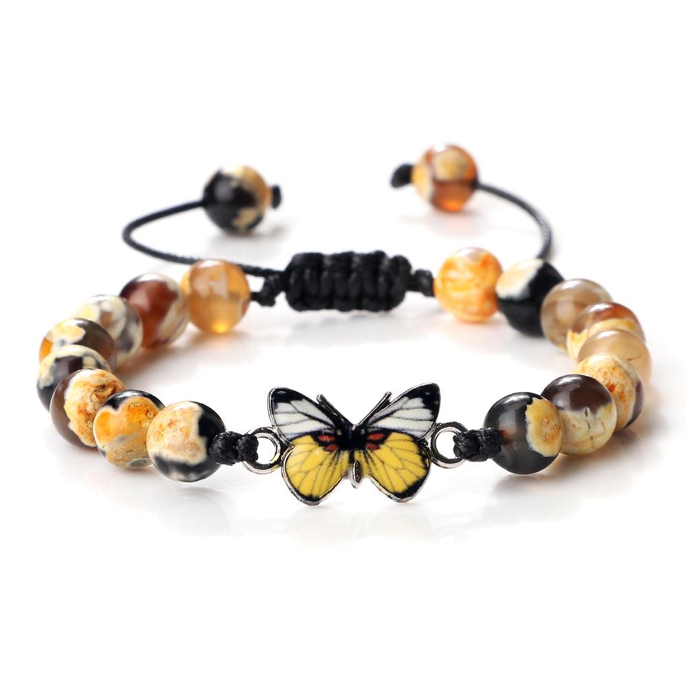 Adjustable Hand-Woven Bracelet with Butterfly Pendant for Women, Men's Gift, In Stock