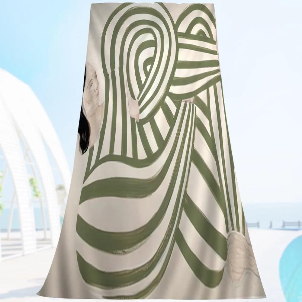 Abstract Woman Artwork Microfiber Beach Towel Absorbent Quick Dry Soft Yoga Swimming Resort Mountain Climbing Towel
