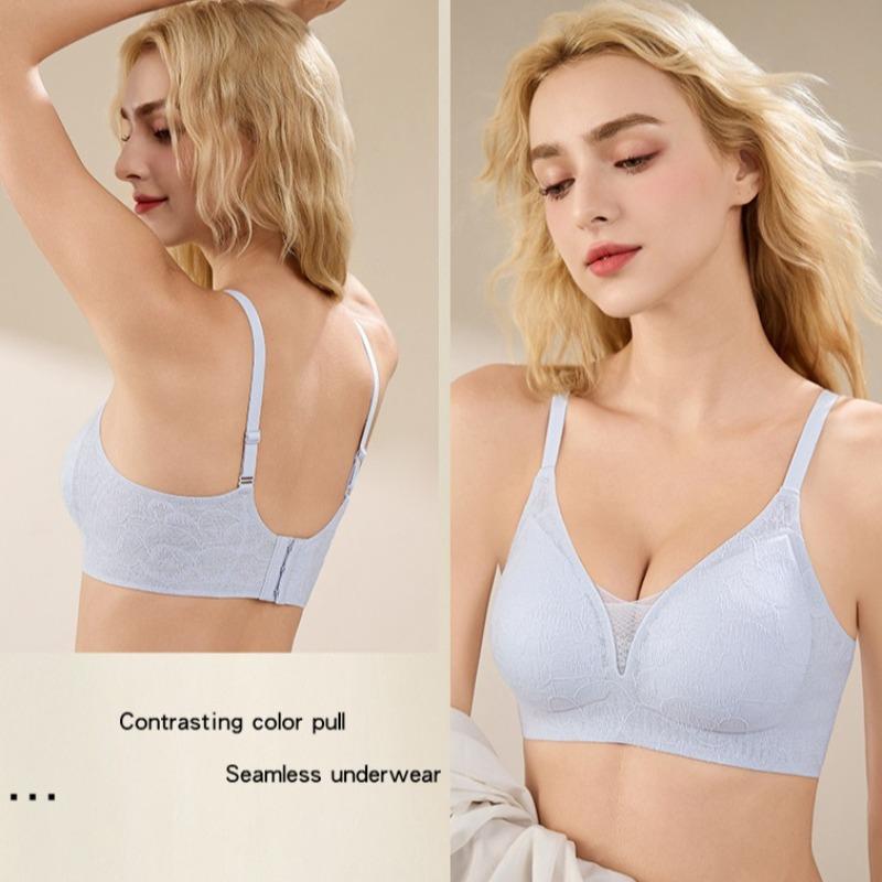 Kleine Brust Unterstützung Weich und Stützend Sexy Tiefer V Nahtlose Dessous Französische Spitze BH für Frauen