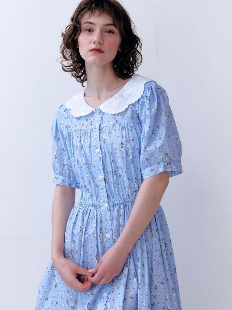 Fabric Seoul Lace Collar Shirt Cancan Dress