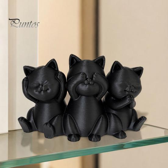 Minimalist Cat Ornaments Three Wise Cats Figurines, 3D Printed Statue for Desk Sturdy Shelf Decor Decor, Ancient Wisdom Ornament Home Office,