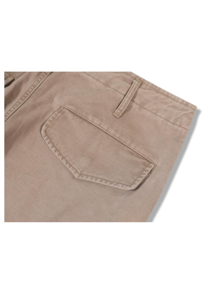 GUBIN Wide Cotton Military Cargo Pants - Beige