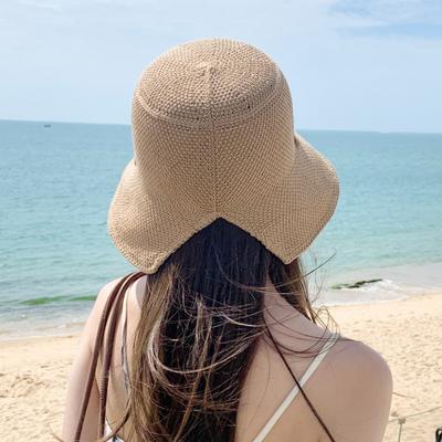 Sweet Strap Bucket Cap Trendy Beach Hat New Foldable Sunscreen Hat  Women