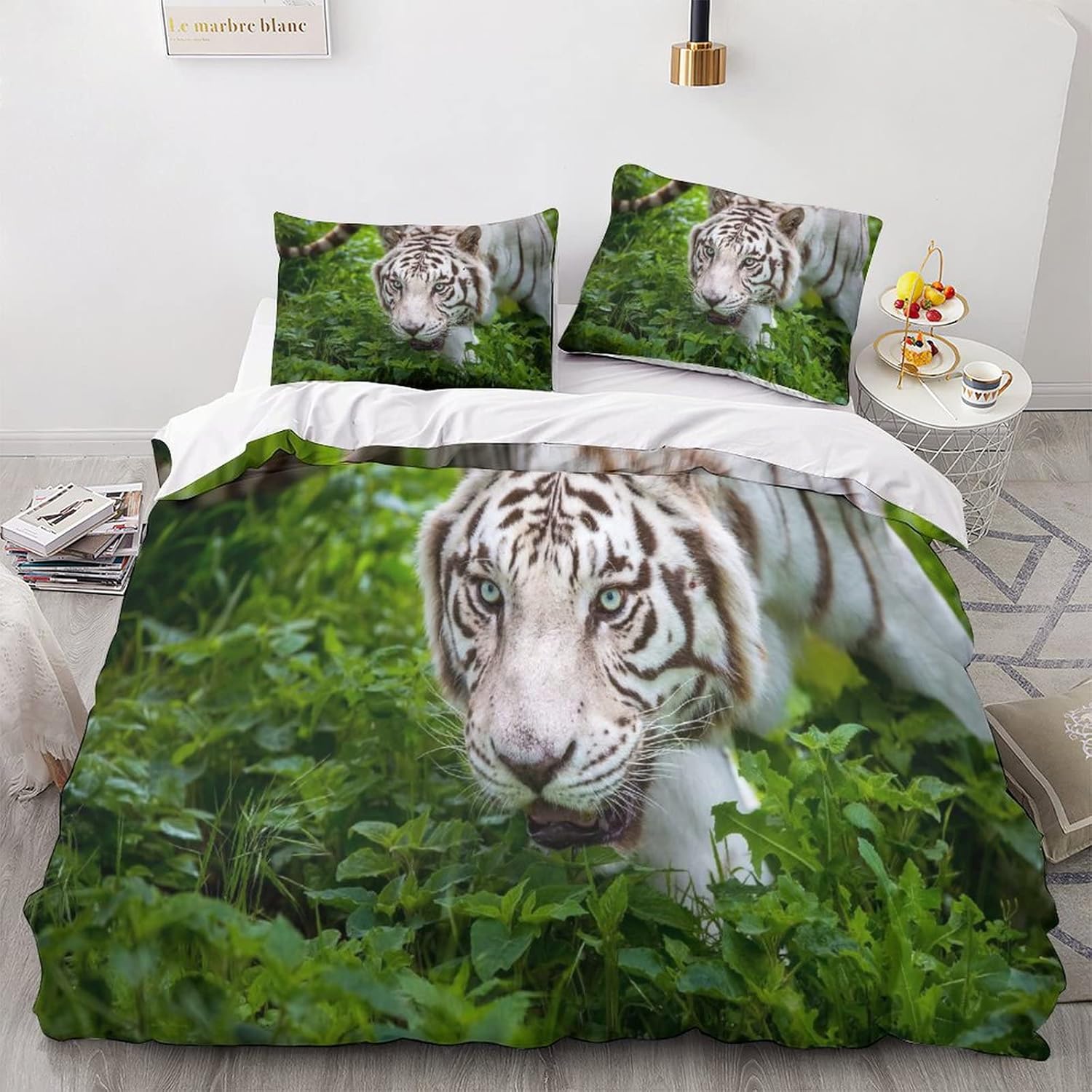 

Комплект из 3 предметов из микрофибры с принтом «Тигр» для детей мальчиков, 3D пододеяльник, постельное белье, комплект «Белый тигр», 3D напечатанный пододеяльник с наволочкой 90x200cm 2pcs&Duvet Cover