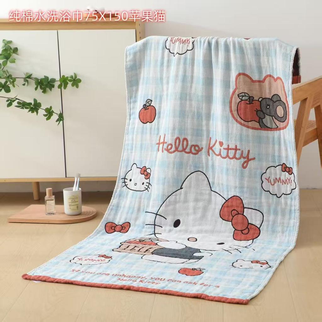 Pure Cotton Large Bath Towel Class A Maternal And Infant Pure Cotton Gauze Bath Towel Cartoon Embroidered Bath Towel Super Soft And Machine Washable