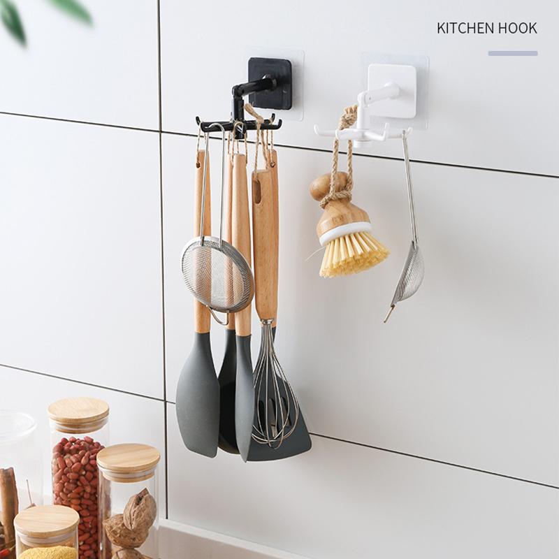 Kitchen Organizer Swivel Hooks Creative Hooks Hooks Hole-free Multifunctional Explosion Hooks Rotatable Dual-Use