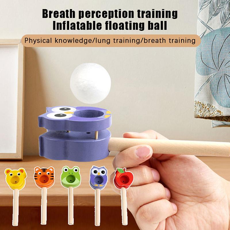 Cartoon Breathing Exercise Tool Bamboo Wood Blowing Ball Breathing Exerciser Kids Game Gadget Education Toys For Children Adult