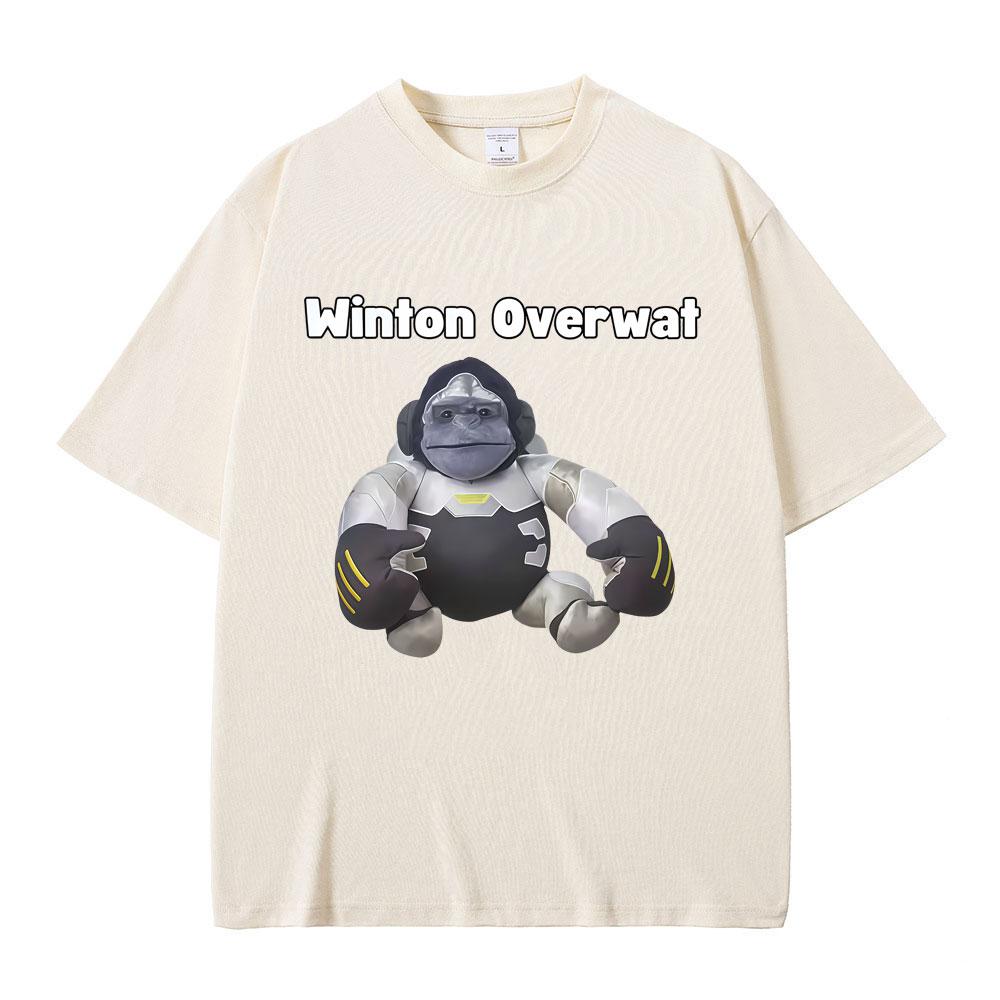 Winton Overwat Monkey Funny Meme Tshirt Men Women Fashion Oversized Short Sleeve T Shirts Male Casual Vintage Cotton Tshirts